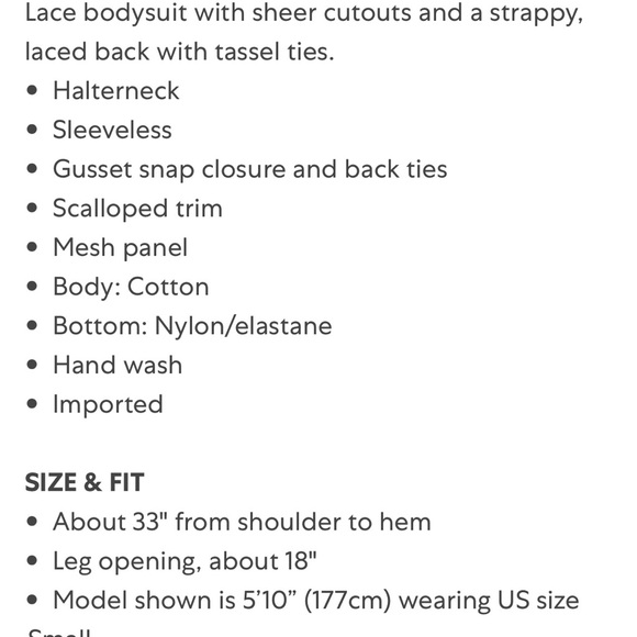 FREE PEOPLE Be My Battenburg Bodysuit XS - Picture 9 of 9